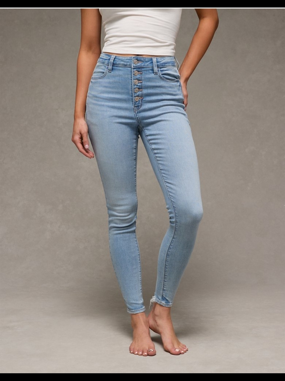 American Eagle High Rise Button Fly Jegging Ligh Wash